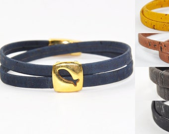 Armband Fisch Kork gold Kommunion Konfirmation