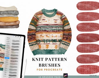 Pincéis de padrões de tricô para Procreate: (Download digital) | Textura de tricô | Pincéis para iPad