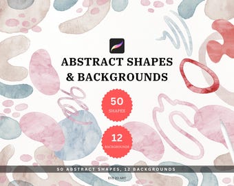 Abstracte aquarelvormen en achtergronden Clip Art Set - heldere texturen png (digitale download)