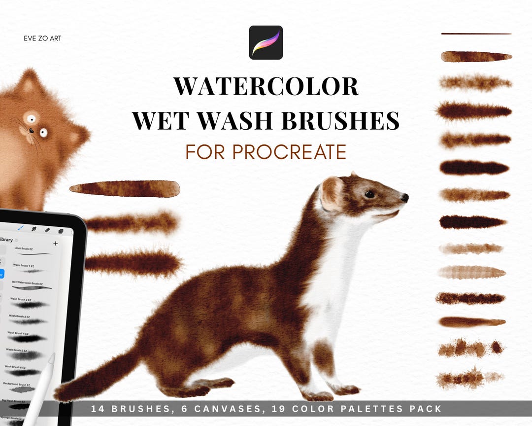 Realistic Watercolor Wet Wash Brushes for Procreate: Painting Kit ...