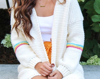 Happy Stripes Cardigan || Crochet Pattern