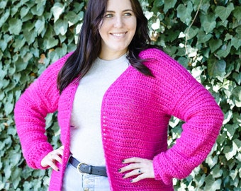 Party Cardi // Patrón de cárdigan de ganchillo para principiantes, Cárdigan de ganchillo de gran tamaño para mujer, Patrón de Cardi de ganchillo para principiantes, Cardi lindo