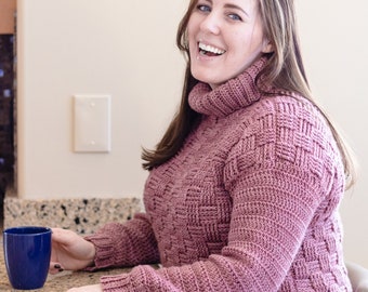 Crochet Turtleneck Pattern: Charlotte Oversized Sweater (PDF Pattern)