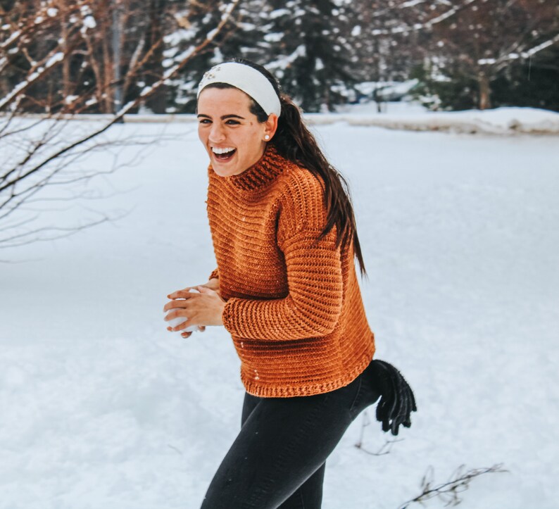 Snow Day Sweater Crochet Turtleneck Sweater Pattern, Easy Crochet Turtleneck, Cozy Crochet Sweater Pattern, Women's Crochet Turtleneck image 6