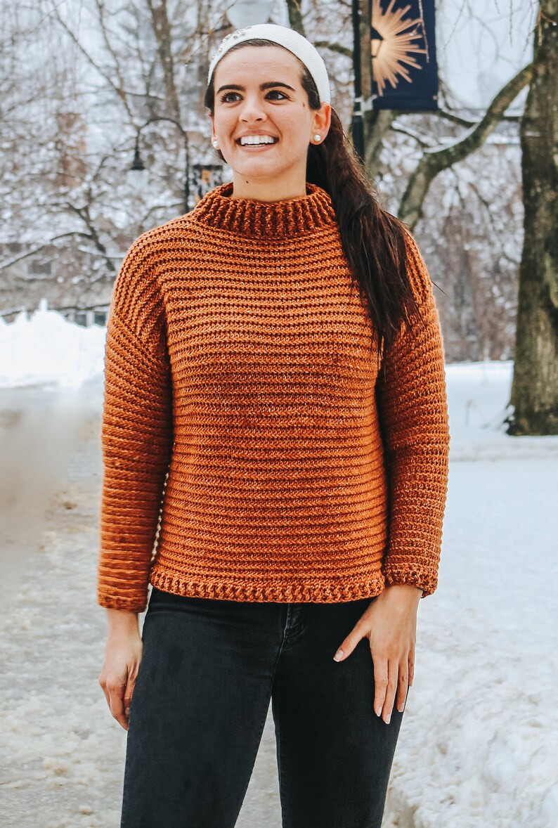 Snow Day Sweater Crochet Turtleneck Sweater Pattern, Easy Crochet Turtleneck, Cozy Crochet Sweater Pattern, Women's Crochet Turtleneck image 3