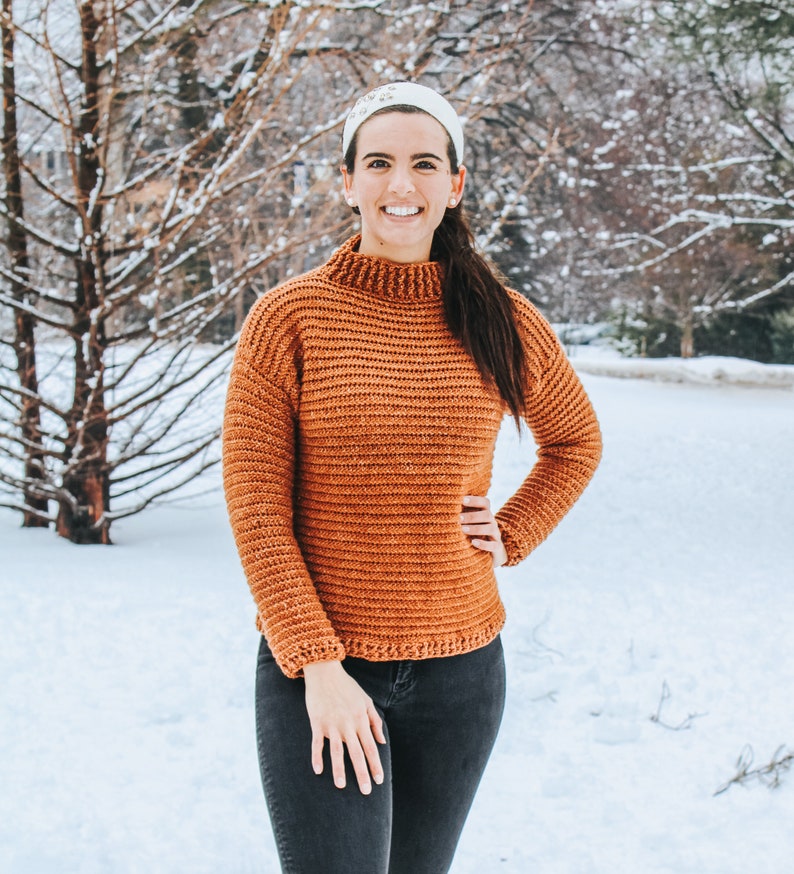 Snow Day Sweater Crochet Turtleneck Sweater Pattern, Easy Crochet Turtleneck, Cozy Crochet Sweater Pattern, Women's Crochet Turtleneck image 4