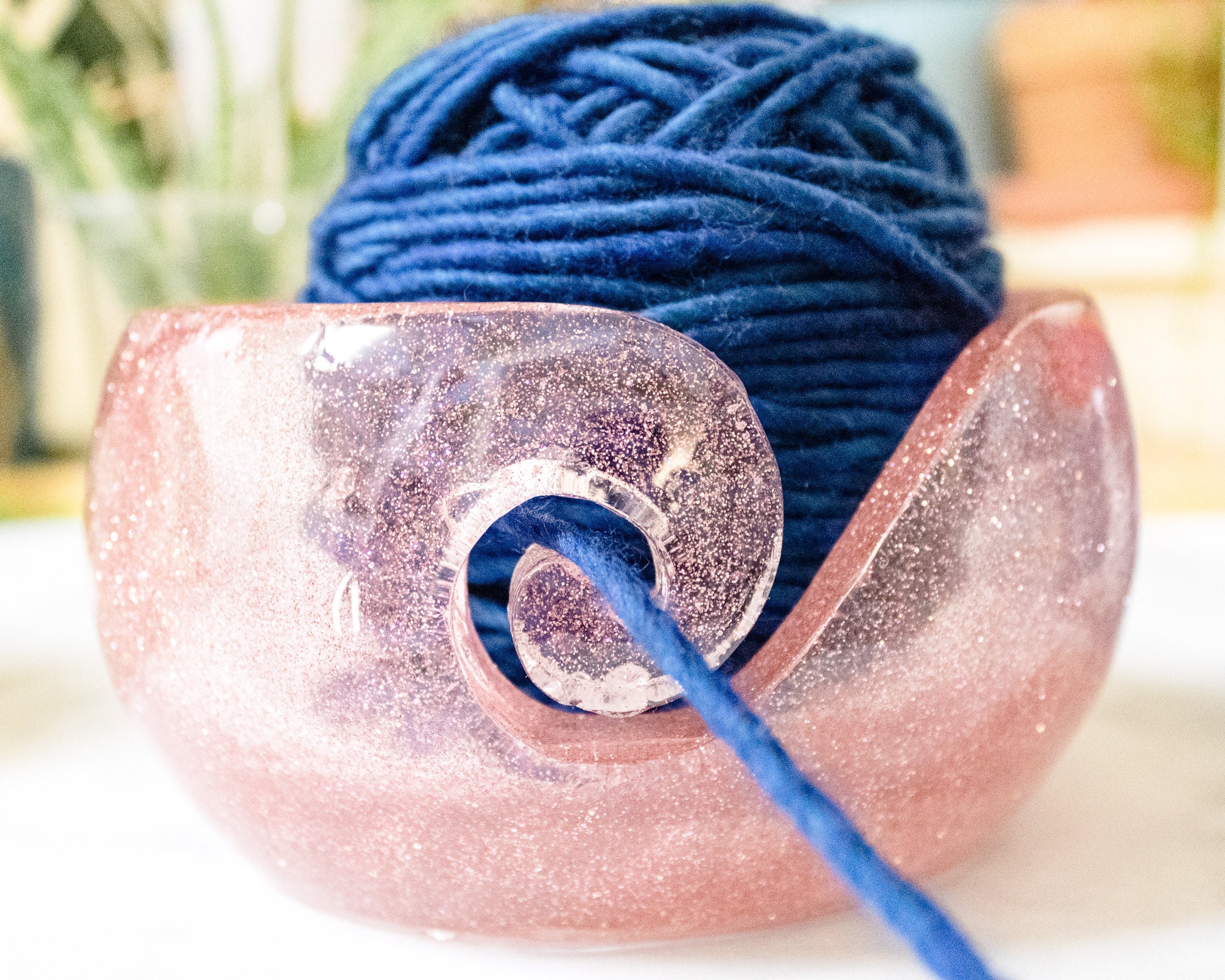 Handmade Textured Rose Gold Yarn Bowl Pink Yarn Bowl, Bowl for