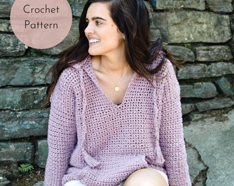 Bonfire Snuggles Hoodie || Crochet Hoodie Pattern, Women's Crochet Hoodie Pullover Sweater Pattern, Hoodie PDF Pattern Crochet