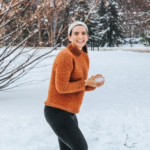 Snow Day Sweater Crochet Turtleneck Sweater Pattern, Easy Crochet Turtleneck, Cozy Crochet Sweater Pattern, Women's Crochet Turtleneck image 5