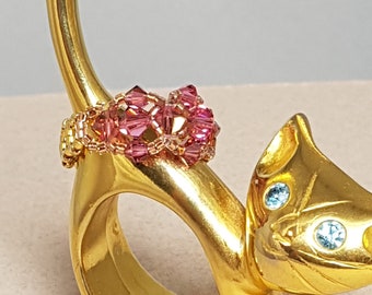 Handcrafted Swarovski Ring in Soft Rose