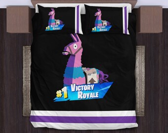 fortnite llama battle royale custom duvet cover 3pc set two free pillow covers included king queen full twin sizes available - fortnite twin bedding