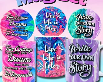 11oz Mug and Coaster Set | Life in Color Collection | Ceramic | Sublimation