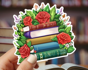Books and Roses Vinyl Sticker