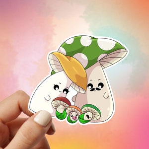 Sticker famille champignon en vinyle