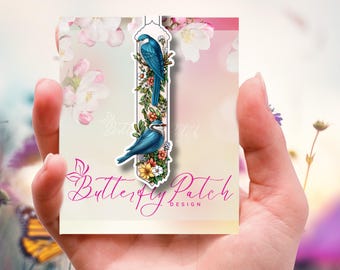 Blue Birds and Flowers Magnetic Bookmark
