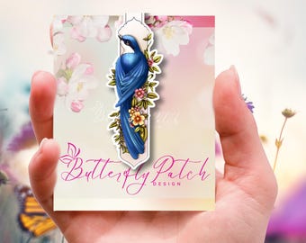 Blue Bird Among Flowers Magnetic Bookmark