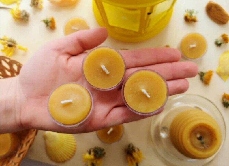 Beeswax Tea Light Candles Add on Honey Bee Candles Bulk Etsy