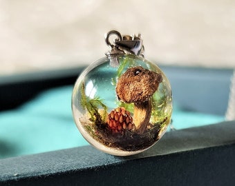 Real mushroom necklace handmade bio organic resin necklace nature lovers necklace real plants mushroom jewelry birthday gift for her