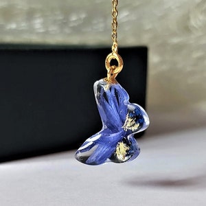 Cornflower Butterfly Earrings: Handmade Sterling Silver 24k Gold Resin