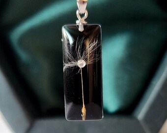 Real Dandelion Seed Necklace: Handmade Sterling Silver Resin Pendant