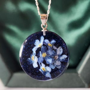 Real forget me not necklace handmade bio organic resin forget me not flower jewelry birthday gift for her forget me not flower gift