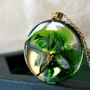 Real blue snowdrop necklace handmade sterling silver bio organic resin snowdrop jewelry  birthday gift for her spring jewelry terrarium