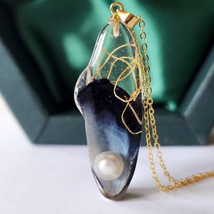Colar de caracol mexilhão real feito à mão, colar de resina orgânica bio, joias de caracol, joias de concha do mar, joias da vida marinha, presente de aniversário para ela