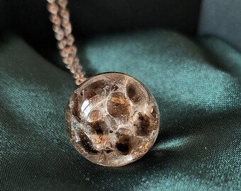 Echte Schlangenhaut Sterling Silber Halskette: Bio Resin kugel Anhänger