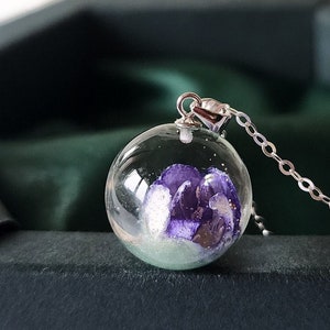 Real flower wood anemone necklace handmade bio organic resin sterling silver waterlily necklace birthday gift for her spring flower jewelry