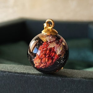 Real wild strawberry necklace handmade bio organic resin sterling silver gold necklace berry jewelry Valentines day birthday gift for her