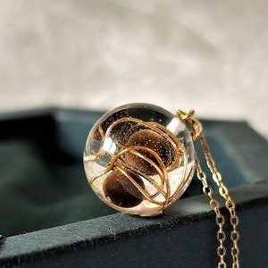 Sweet Pea Seed Necklace: Handmade Bio Resin Floral Jewelry