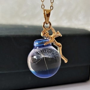 Dandelion Seed Fairy Necklace: Handmade Sterling Silver Resin Pendant