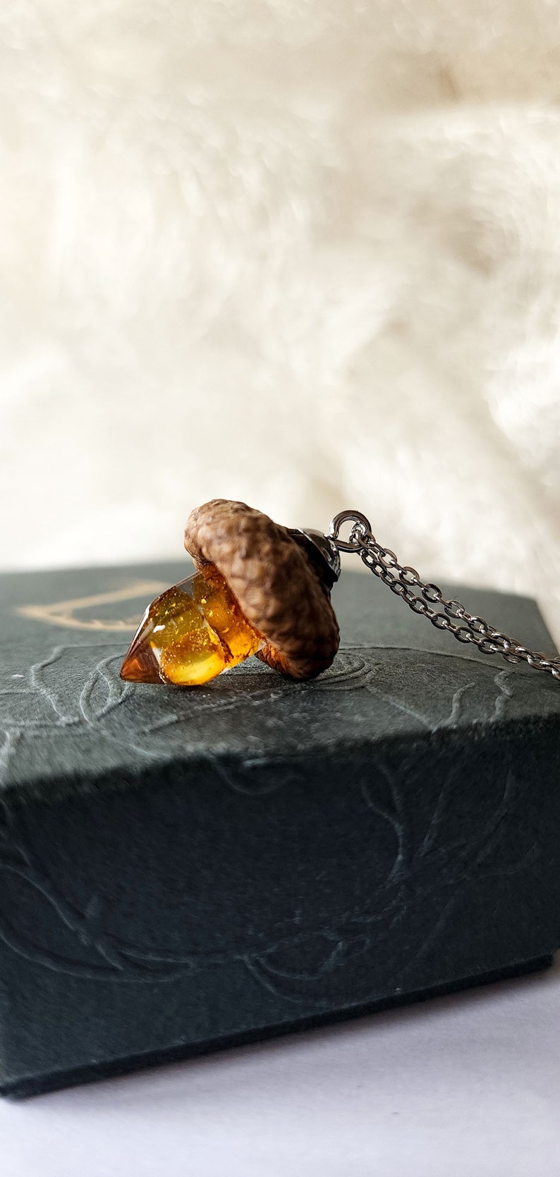 Acorn Mushroom Necklace Acorn Jewelry Handmade Bio Organic Resin Acorn ...