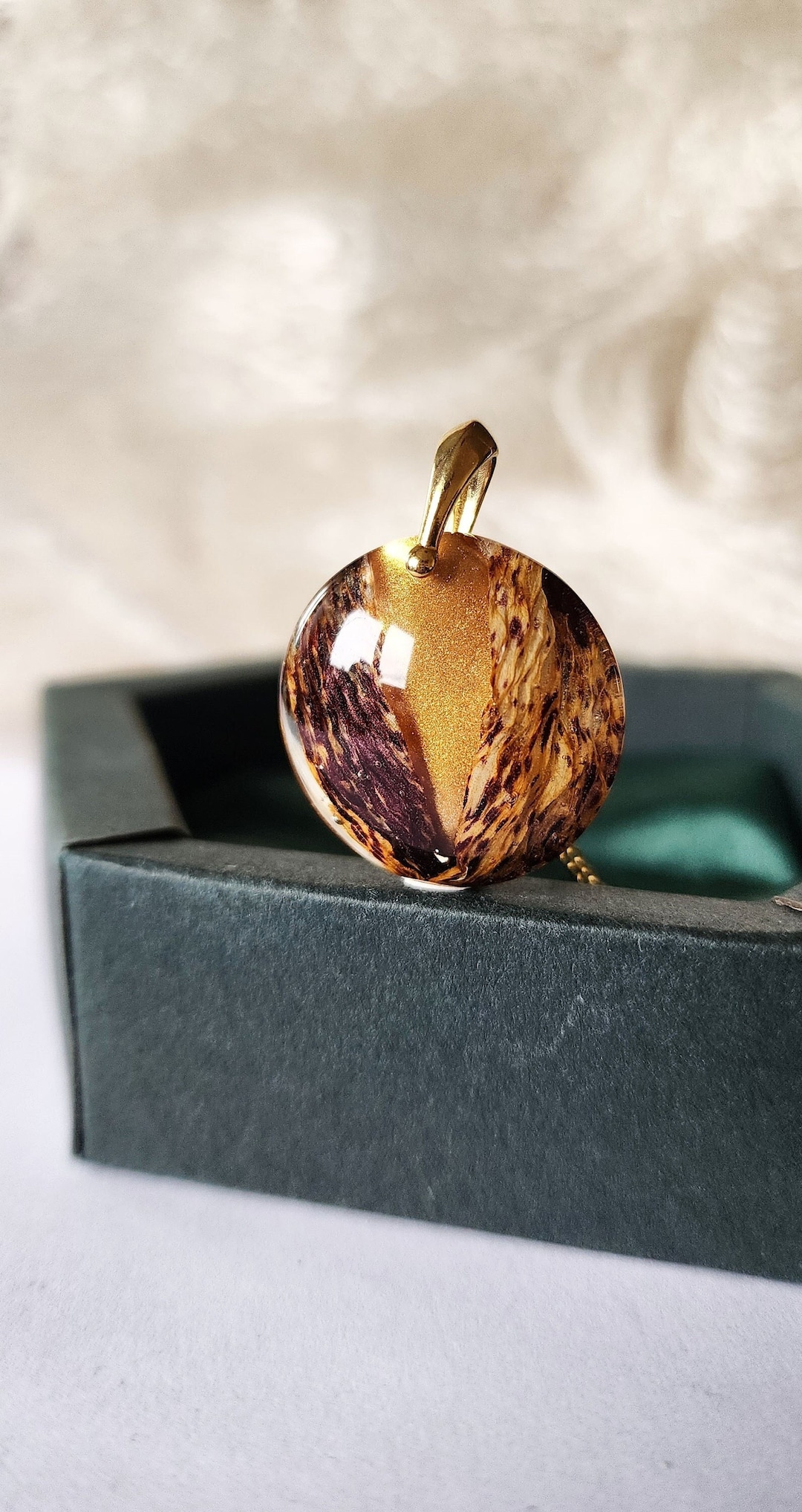 Real Flower Purple Tiger Lily Necklace Handmade Sterling Silver Gold