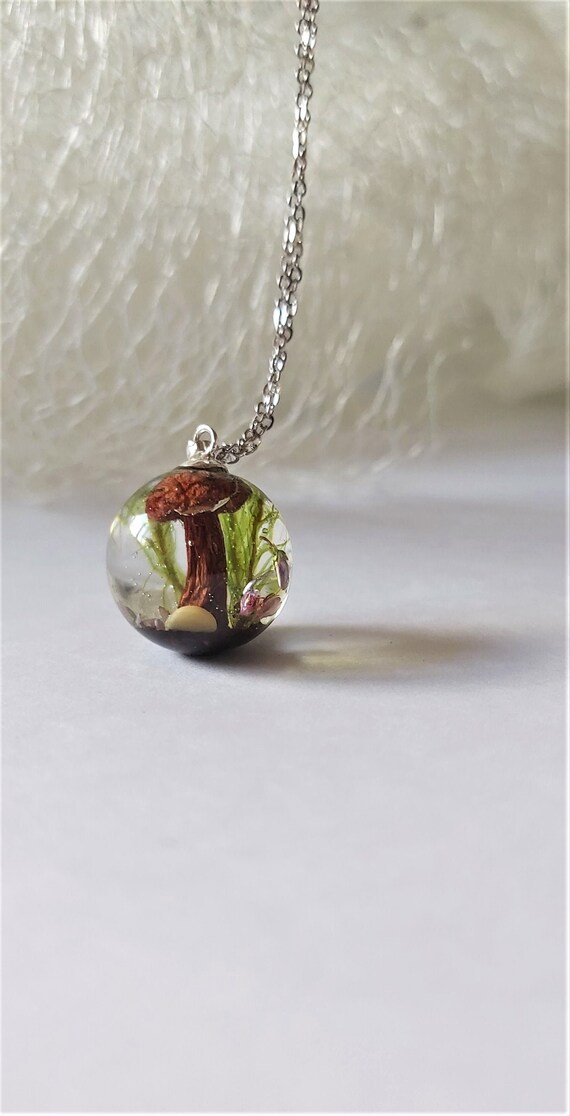 Real Mushroom Necklace Handmade Bio 