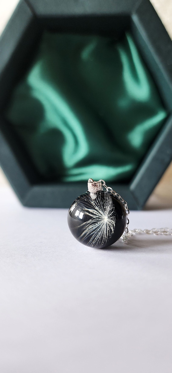 Real dandelion seed necklace handmade bio organic resin necklace real plant seed necklace dandelion jewelry dandelion birthday gift for her