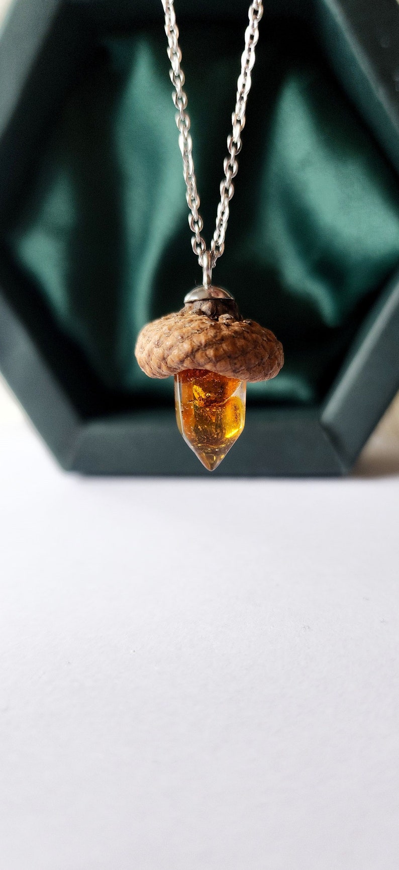 Acorn Mushroom Necklace Acorn Jewelry Handmade Bio Organic Resin Acorn ...