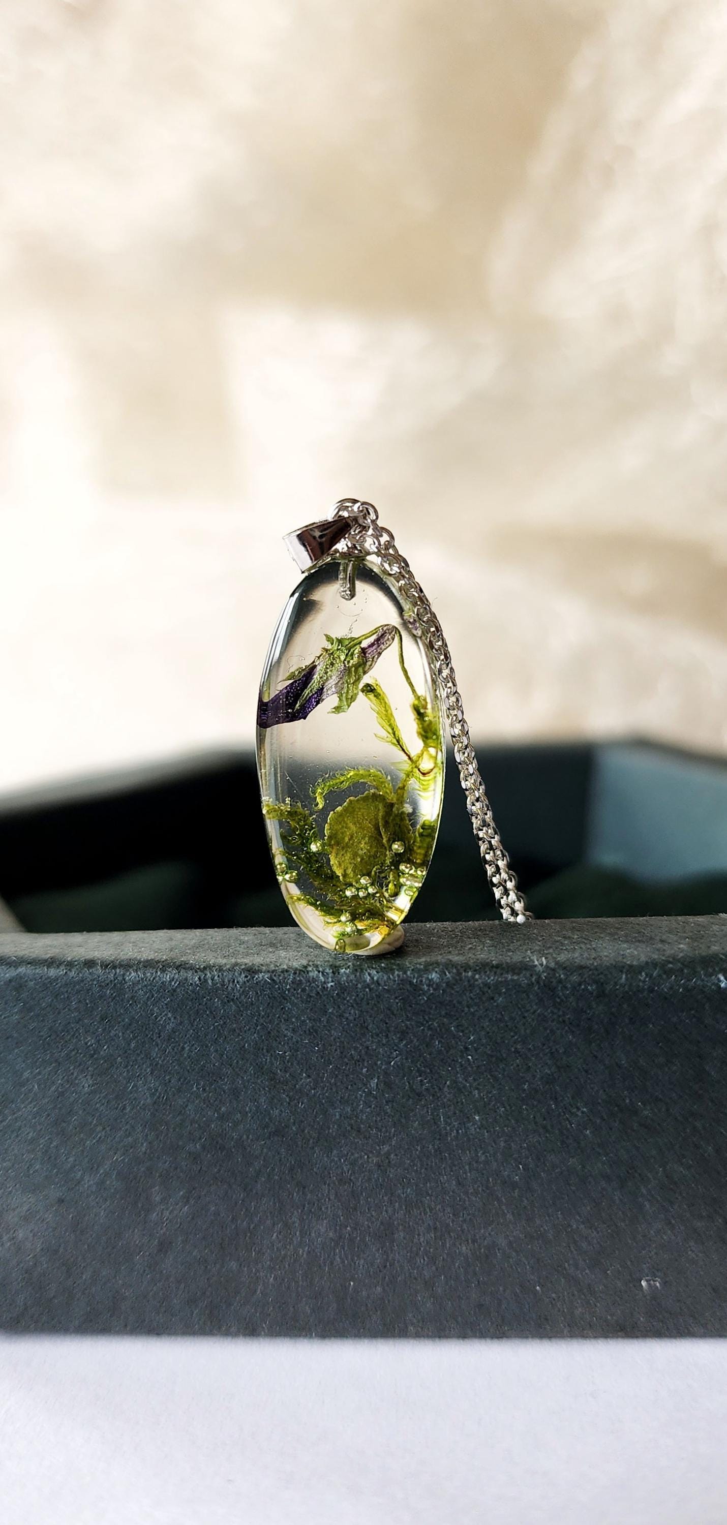 レジンハンドメイドネックレス❁⃘*.゜ビオラ ハンドメイドスターリングシルバービオラフラワーレジンネックレス