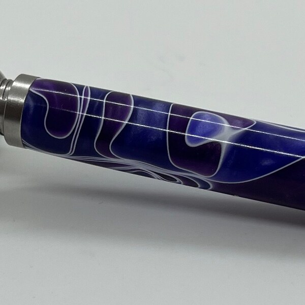 Purple Swirl Raw Rollerball Pen in Aluminum