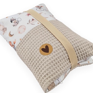 Windeltasche, Windeltasche beige, Windeltasche Blumen  Geschenk Geburt, beige, Waffelpique, Pique, Waffelstoff, unisex, sand
