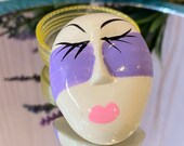 1950s Mardi Gras Mask Brooch, Lavender Painted Mask, NOS, Figural Brooch, Face, Gifts for Her, Birthday, Mardi Gras Jewelry, Vintage Brooch