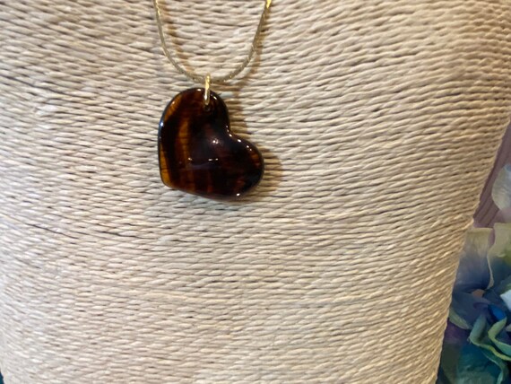 1970s Tortoise Shell Heart Necklace, NOS - image 5