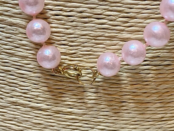 1950s Frosted Pink Pearl Necklace, Pastel Pink Ne… - image 6