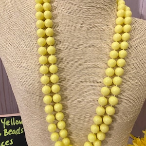 1960s Neon Yellow Lucite Long Beaded Necklace, Pastel Yellow, NOS, Gifts for Her, Friend Gift, Layering Necklace, No Clasp Necklace, Mom