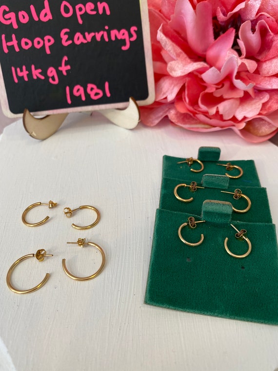 1980s 14k Gold Filled Hoop Earrings, NOS, Gifts fo