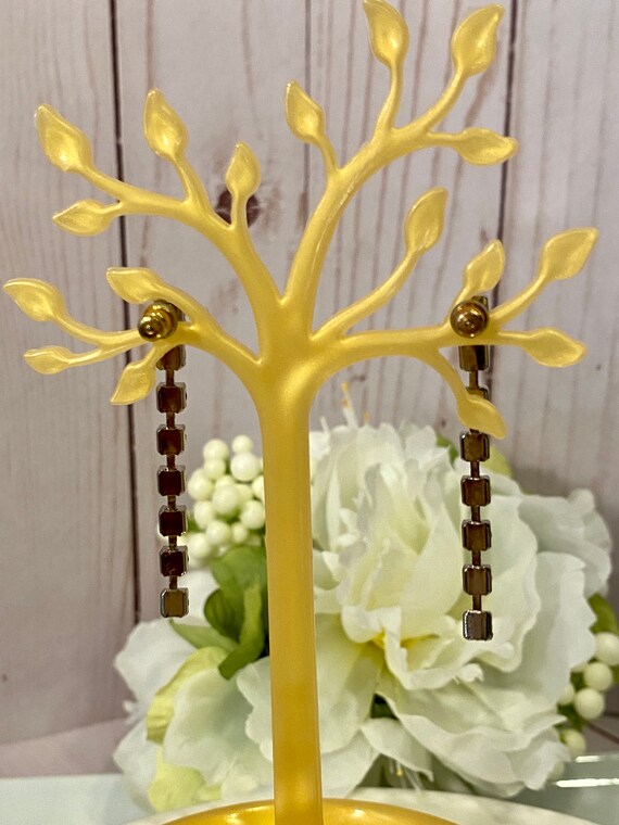 1960s Rhinestone Square Earrings, NOS - image 7