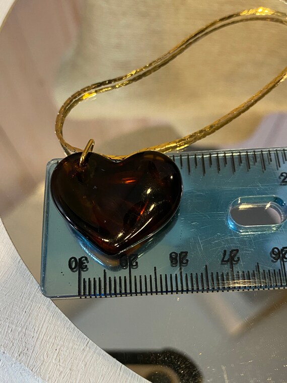 1970s Tortoise Shell Heart Necklace, NOS - image 9