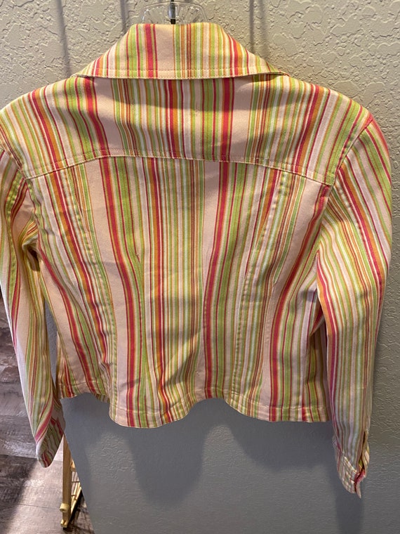 NOS 1990s AMI Pastel Pink Striped Jean Jacket, Ba… - image 10