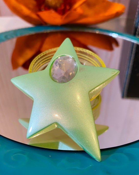 1960s Star Shaped Frosted Mint Green Satin Finish 