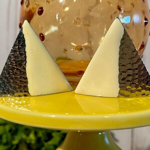 Yellow and Silver Hammered Triangle Geometric 1970s Earrings, NOS, Gifts for Her, Birthday, Friend, Love, Girls, Anniversary